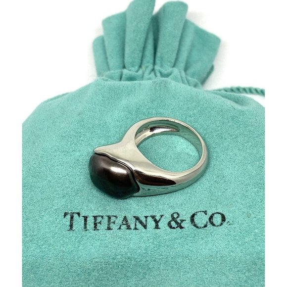 TIFFANY CO ELSA PERETTI DARK GREY PEARL PLATINUM, Size 6, 23